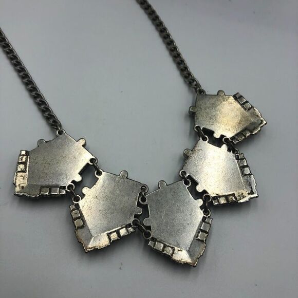 Vintage Loft by Ann Taylor Women's Statement Necklace Geometric Shape Rhinestone - Picture 4 of 10